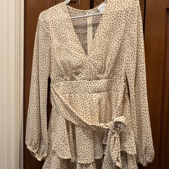 Polly Pants - Cream Polka Dot Wrap Mini Dress